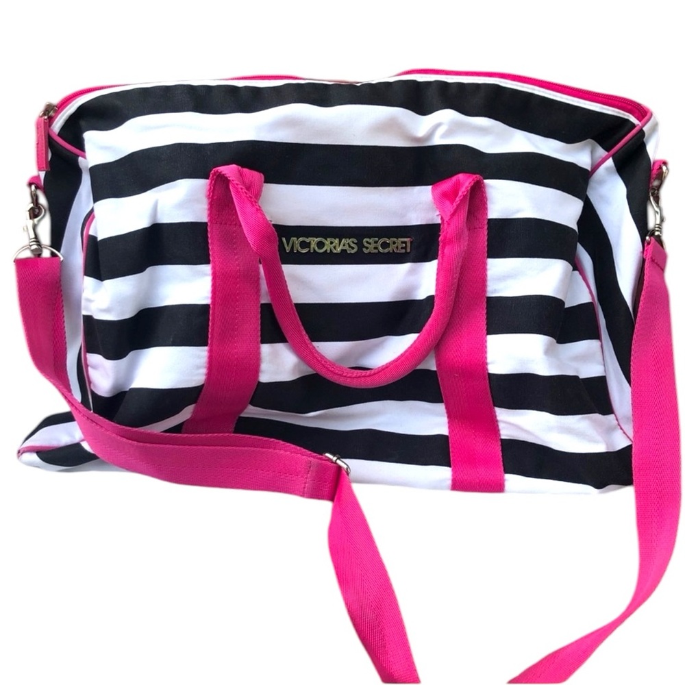 Victoria Secret Striped overnight Gym bag RARE find Duffel